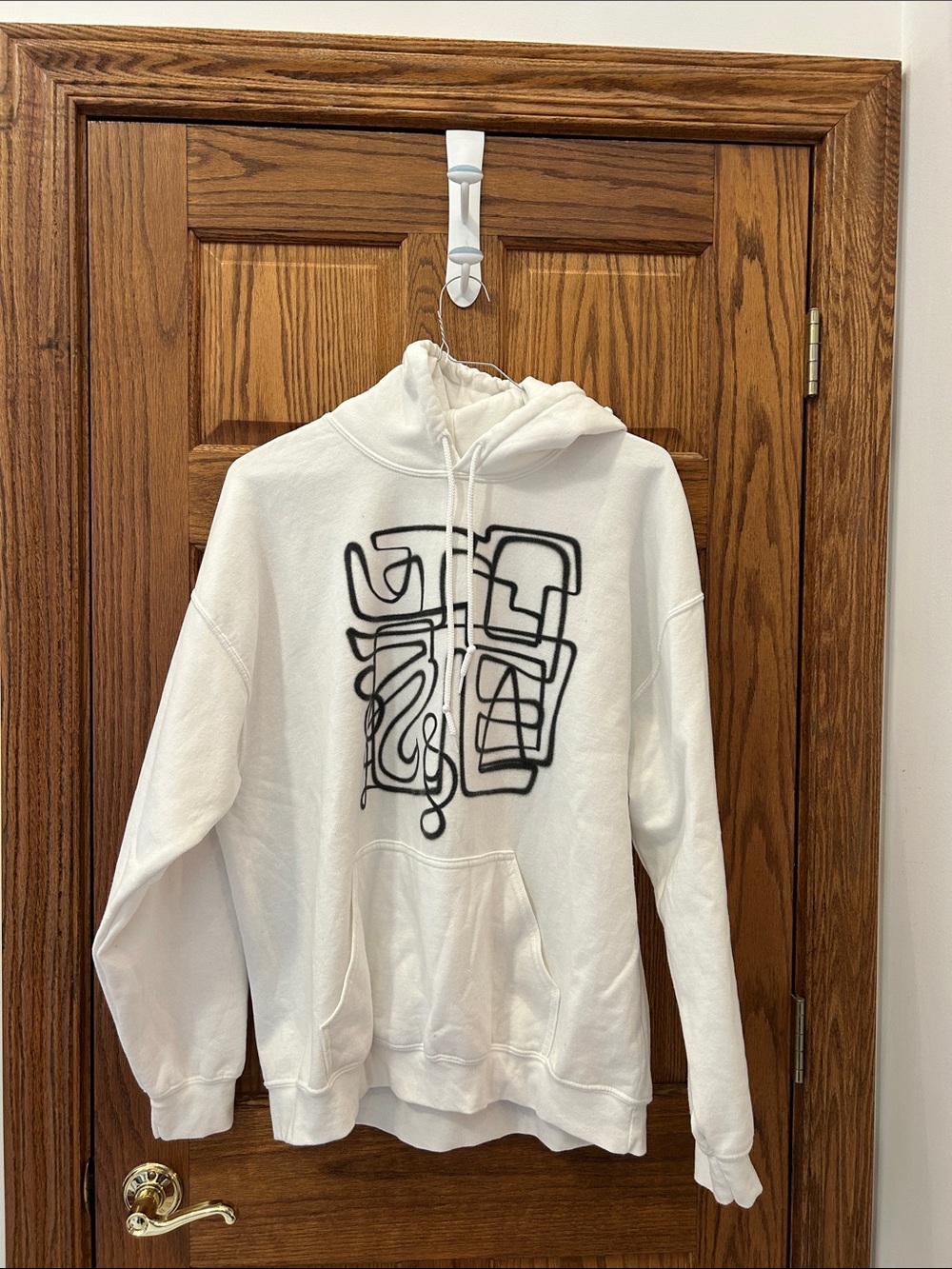 White Graphic Hoodie Sweatshirt - Unbranded